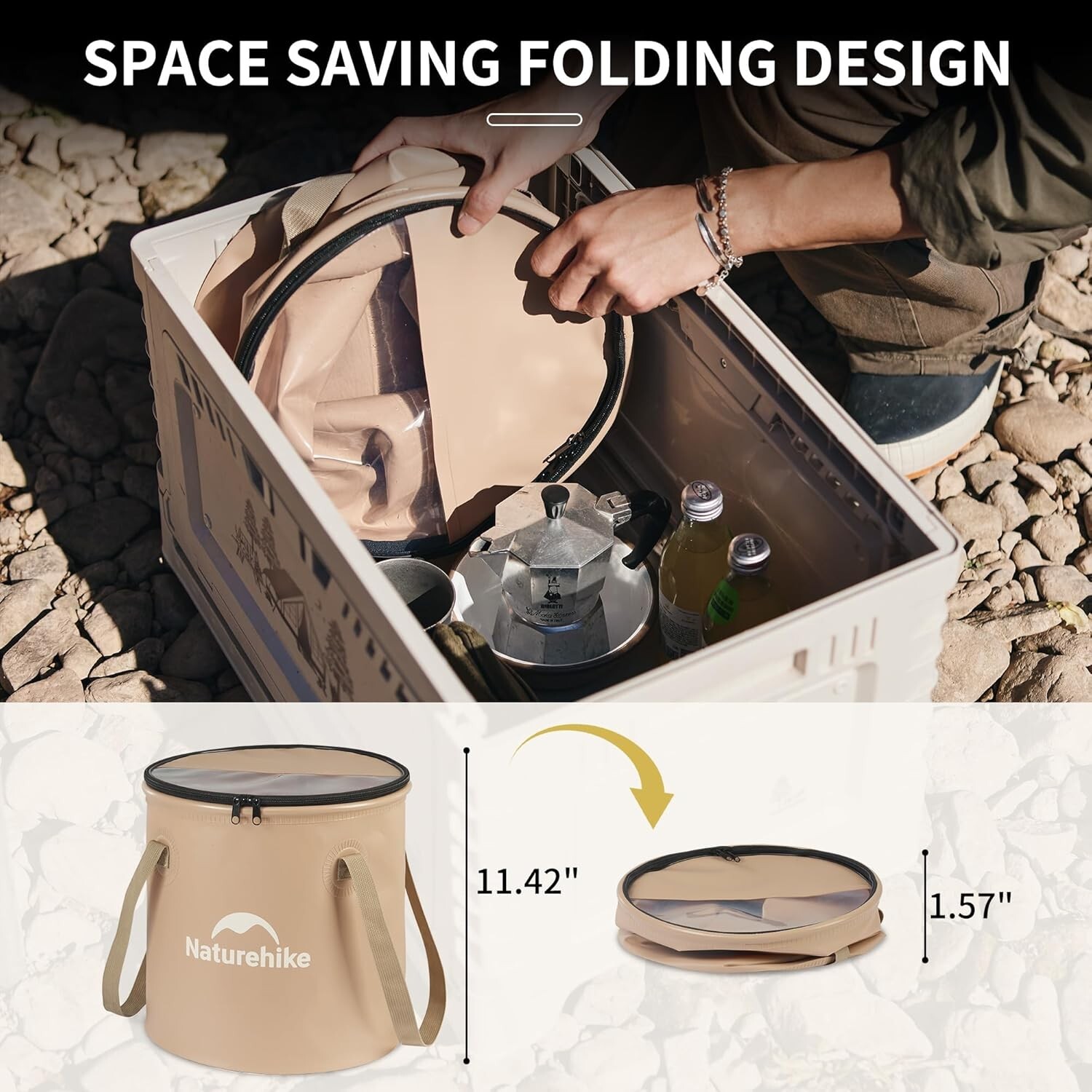 Naturehike 20L Multipurpose Collapsible Bucket, Folding Bucket Wash Basin