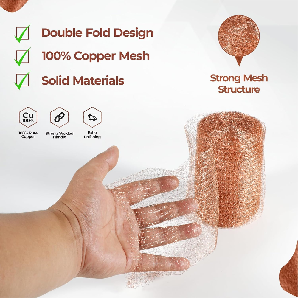 Copper Mesh Rodent Control, 5In X 32Ft- Rustproof Copper Mesh Roll for Rodent...