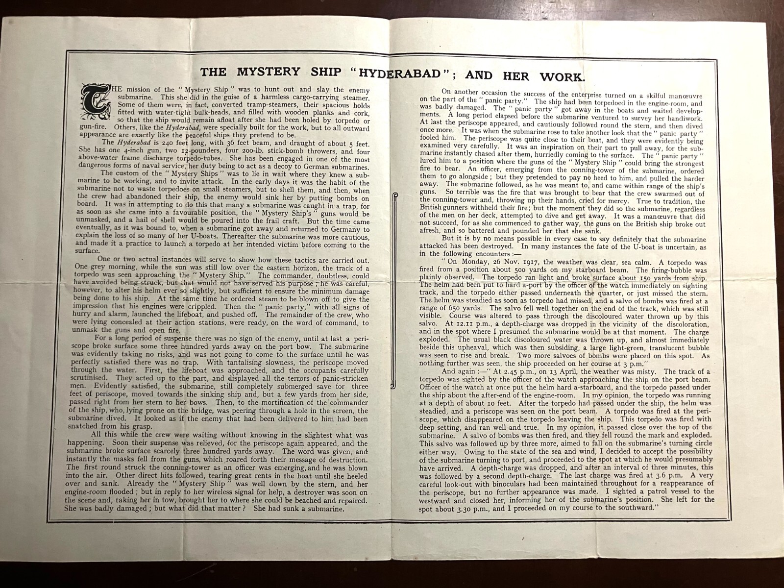 WW1 Q Ship (Mystery Ship) RPPC & Booklet