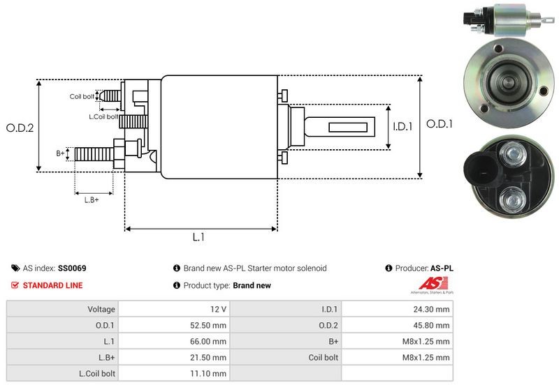 FOR CAR STARTER SS0069 SOLENOID SWITCH, STARTER