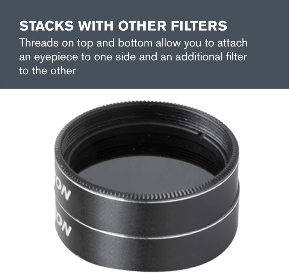 1.25 Inch Moon Filter for Lunar, Planetary & Terrestrial Viewing Contrast