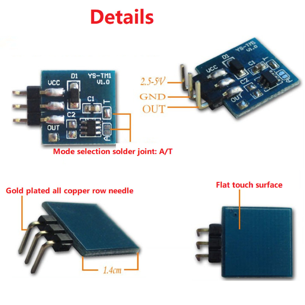 10Pack 2.5-5V TTP223 Capacitive Touch Switch Button Self-Lock Key Module