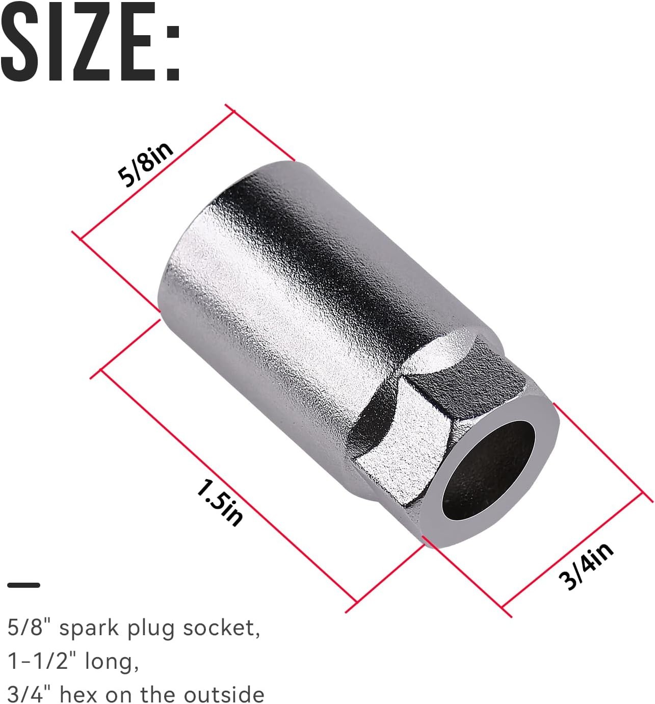 5/8" Spark Plug Socket For Headers, Snowmobiles, motoRcycles,For Tight Clearance
