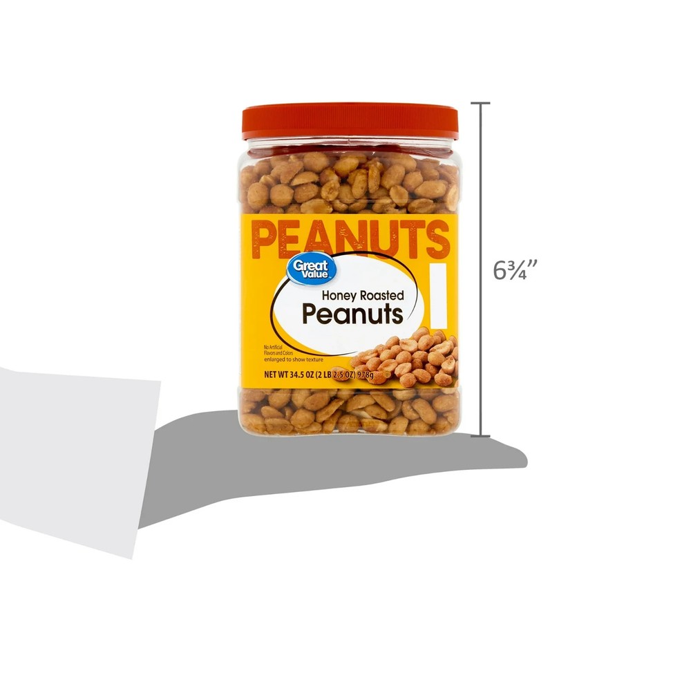 (2 pack) Great Value Honey Roasted Peanuts, 34.5 oz