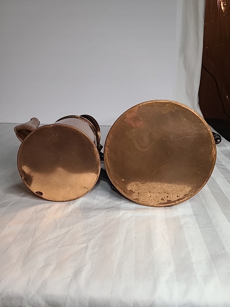 Copper Tin Lined Coffee Pots 10" And 8"