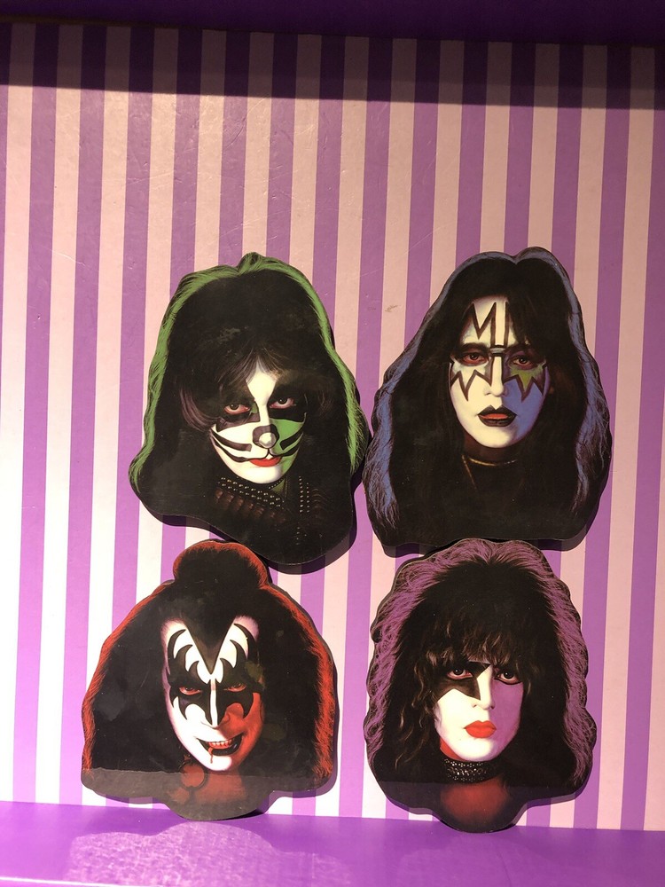 KISS SOLO ALBUM Coasters set of 4! OFFICIAL RARE! PAUL GENE PETER ACE SHIPS FREE