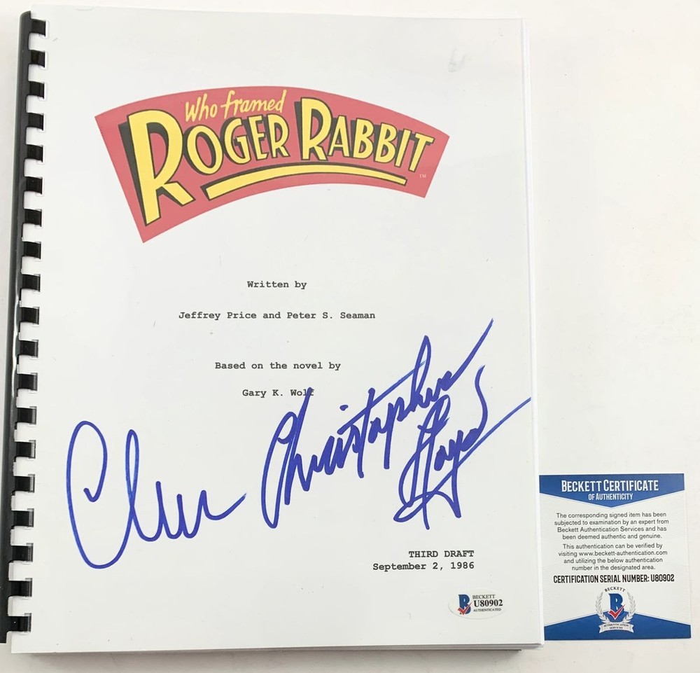 Christopher Lloyd & Charles Fleischer Signed Who Framed Roger Rabbit Script BAS