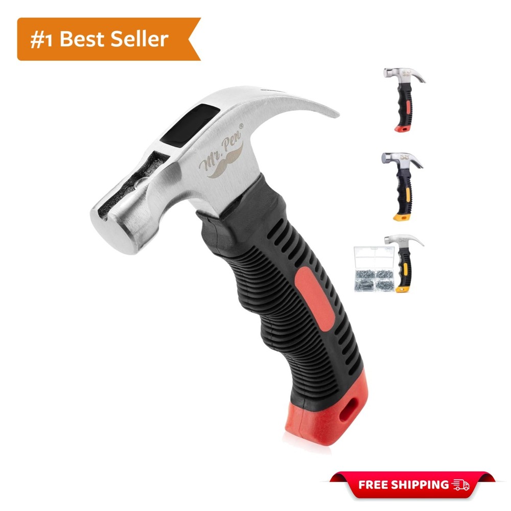 Compact 8oz Stubby Claw Hammer with Non-Slip Grip - Perfect for DIY Projects