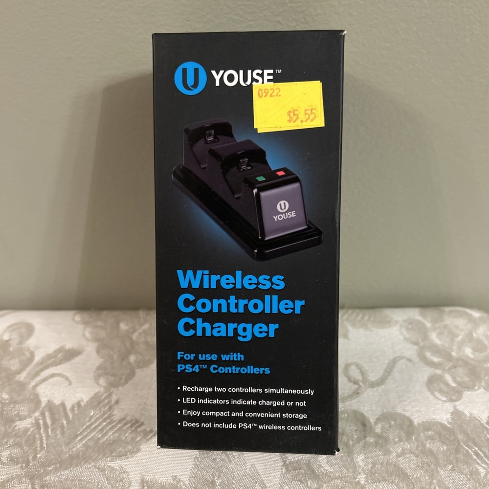U Youse Wireless Controller Charger For PS4 Controller Black- Ships Free!