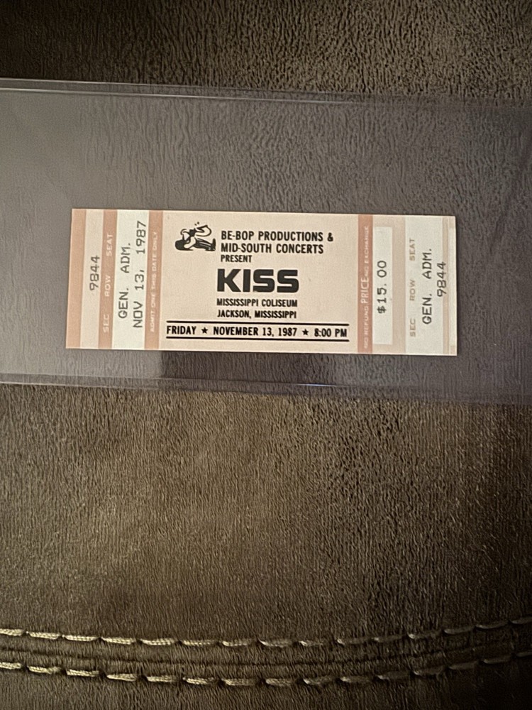 KISS Full Ticket Stub Crazy Nights Tour Nov 13 1987 Mississippi Vintage Kiss