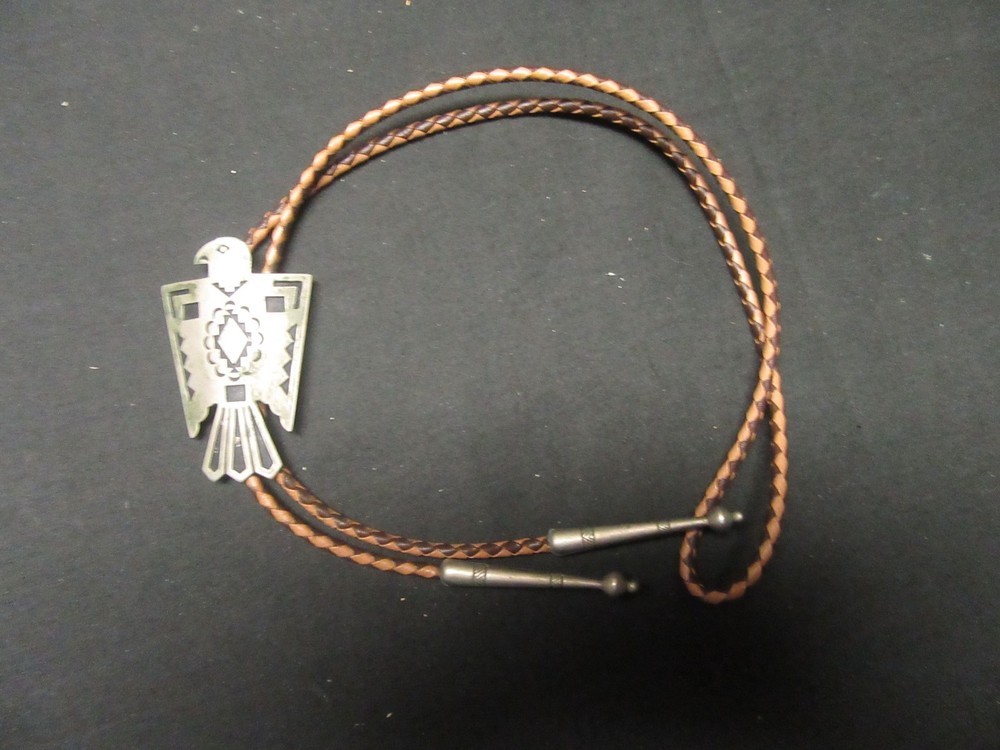 Thunderbird Nickel Silver Bolo Tie    ET