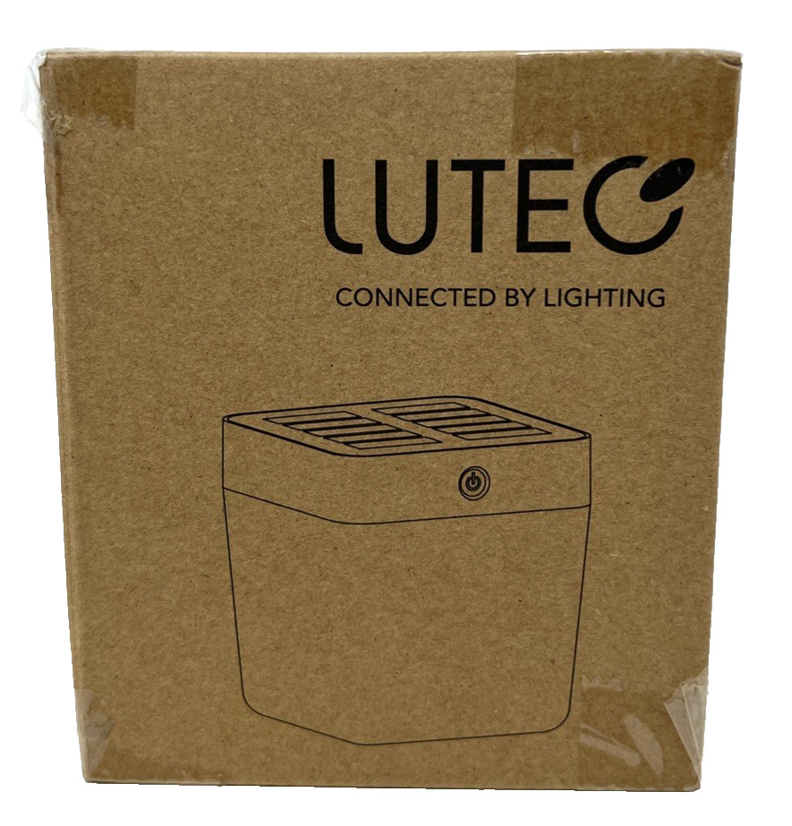 Lutec Solar Powered Table Cube LED Lamp, Model 6908001331, White, Touch Dimmer