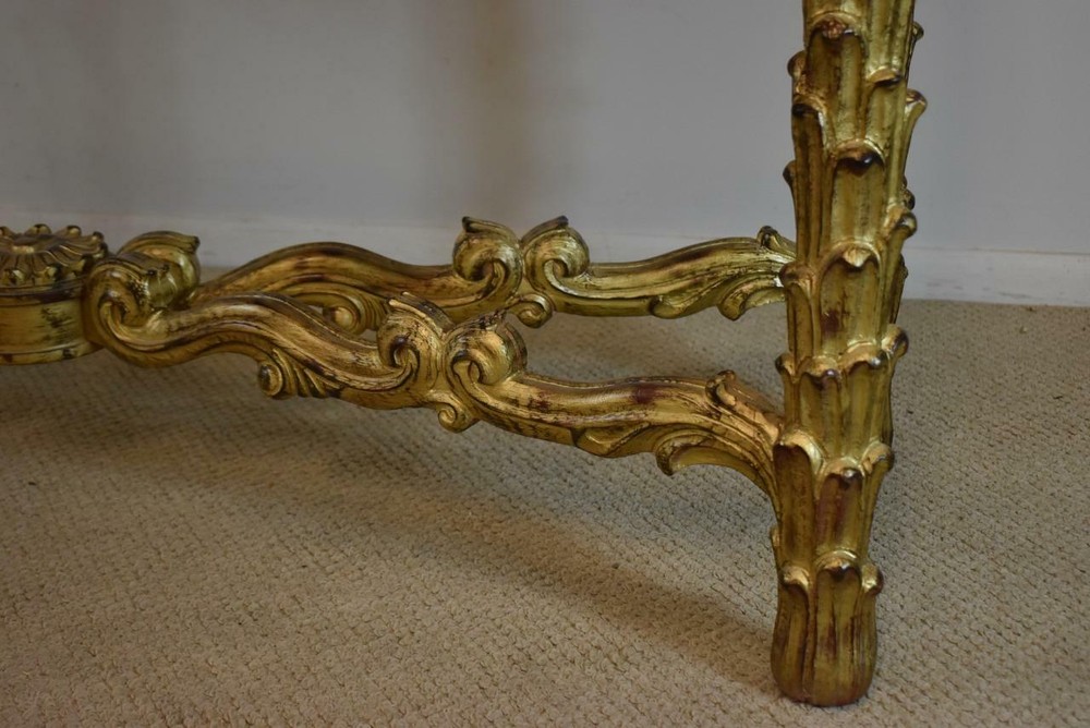 Carved Gilt Italian Marble Top Console Table