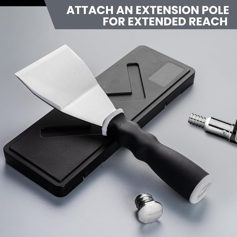 Bent Heavy Duty Scraper, 3" Bent Scraper with Pole Socket Hammer End, Stainless