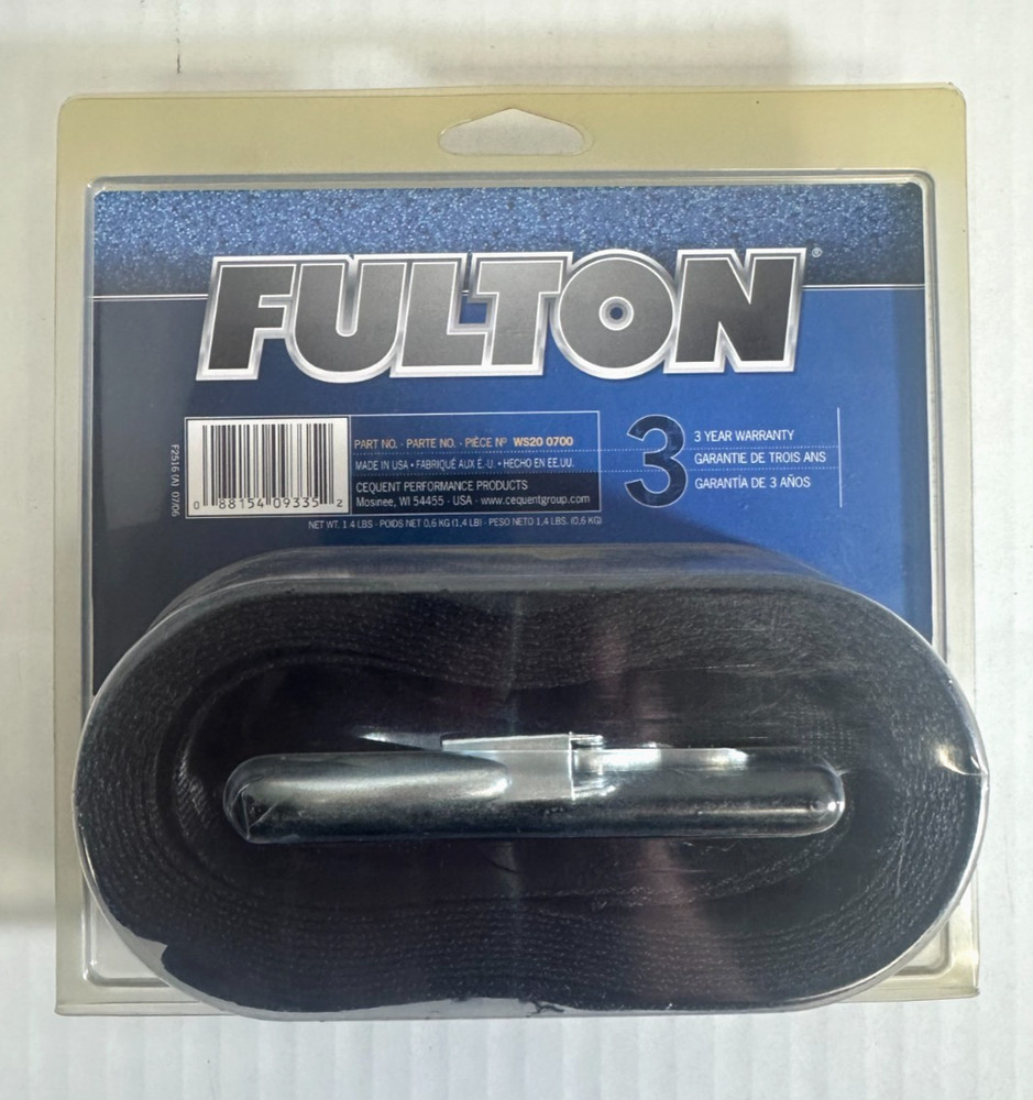 Fulton WSP12 0100 PWC 12FT. Winch Strap w/ Bow Loop & Hook