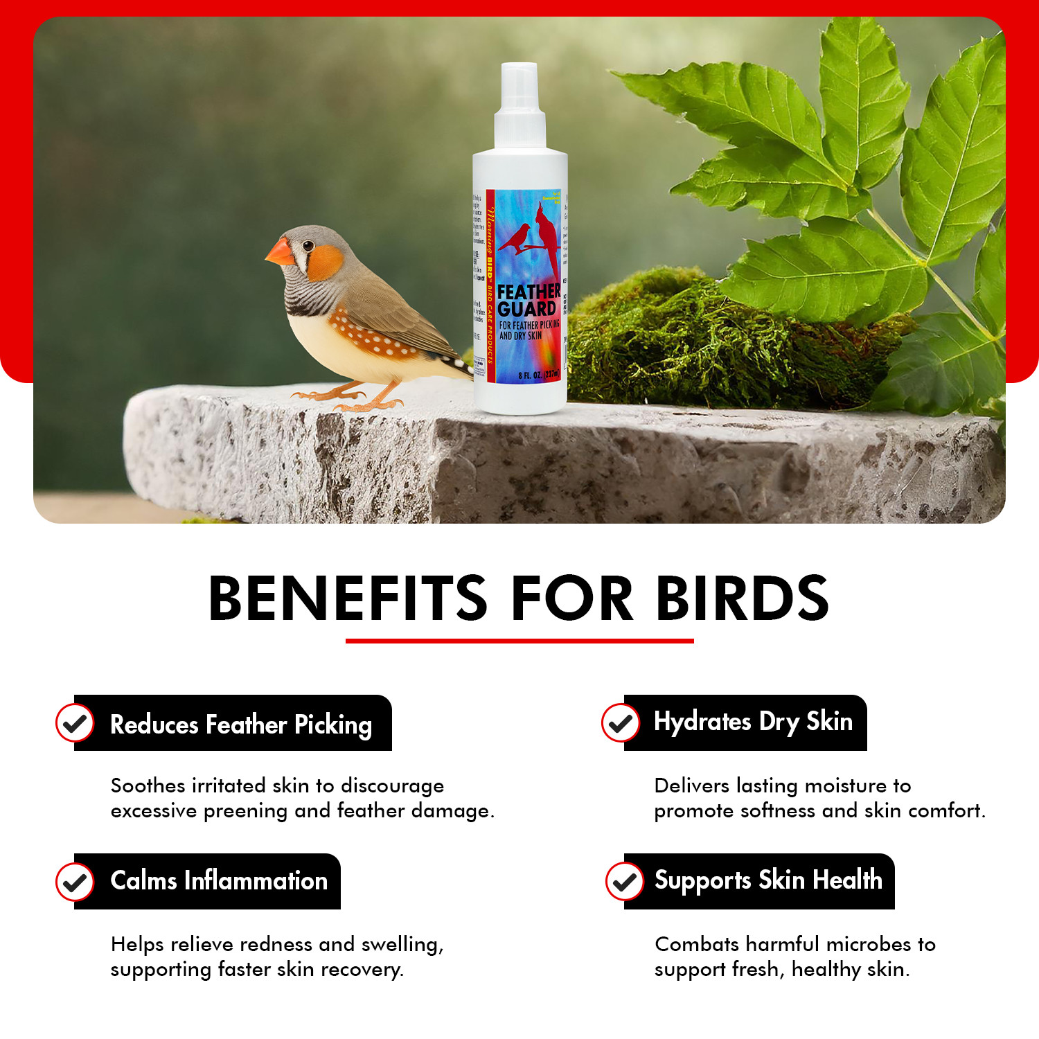 Morning Bird Feather Guard Spray for Feather Picking & Dry Skin for Birds