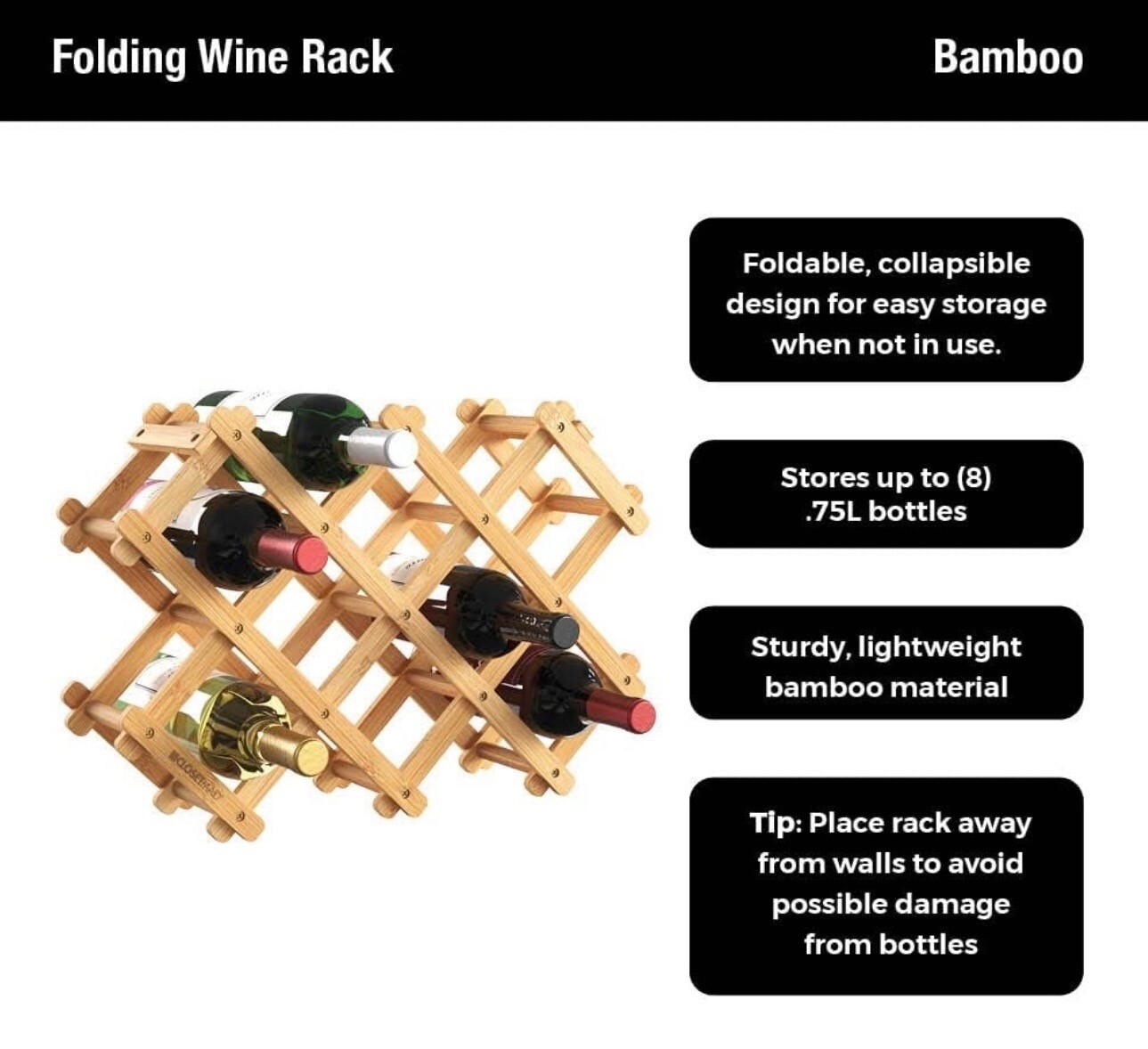 Bamboo Wine Rack, Wine Table Top Holder
