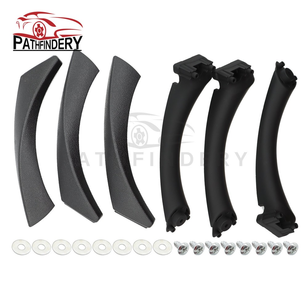 6Pcs Black Inner Door Panel Handle Pull Interior Trim Cover For BMW E90 06-11