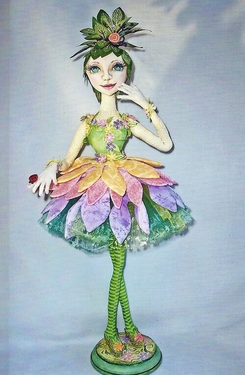 Cloth Art Doll CD Pattern “Flirty Flora” by Stephanie Novatski