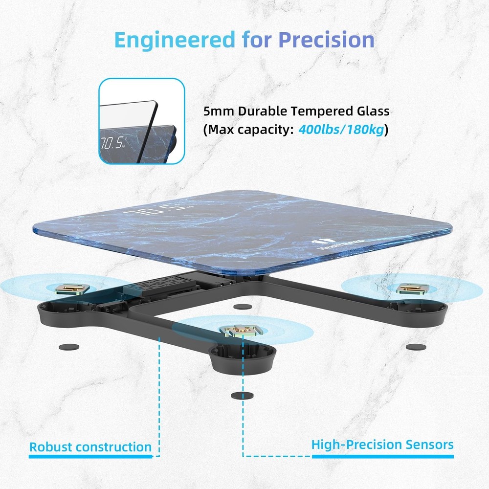 Healthkeep High Precision Digital Bathroom Scale with Step-On Technology LED ...