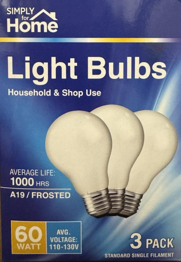 6 60W Simply for Home Frosted Glass Decorative Light Bulbs w/Medium Base