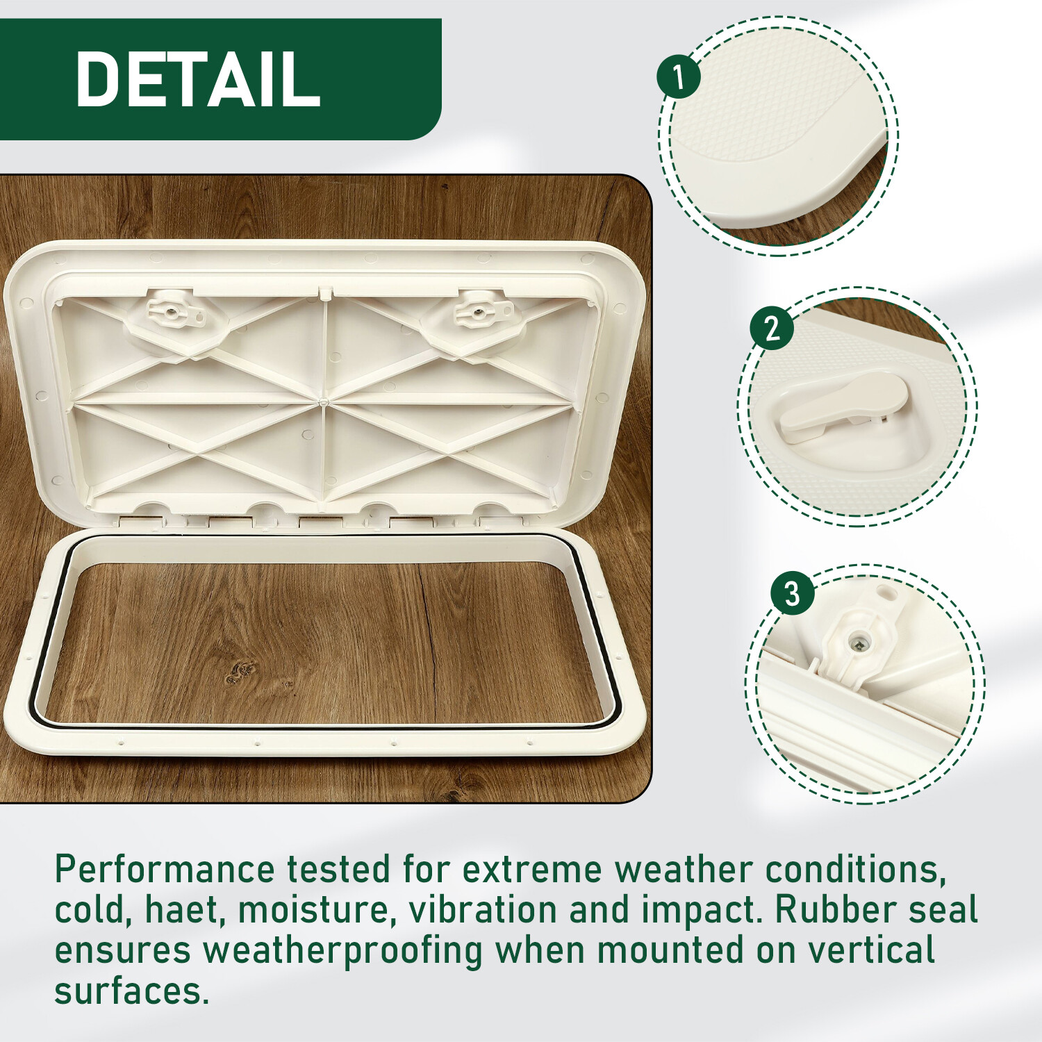 White Marine Boat Deck Hatch Lid 24" X 14" 180 Hinge Strong Recessed Handle