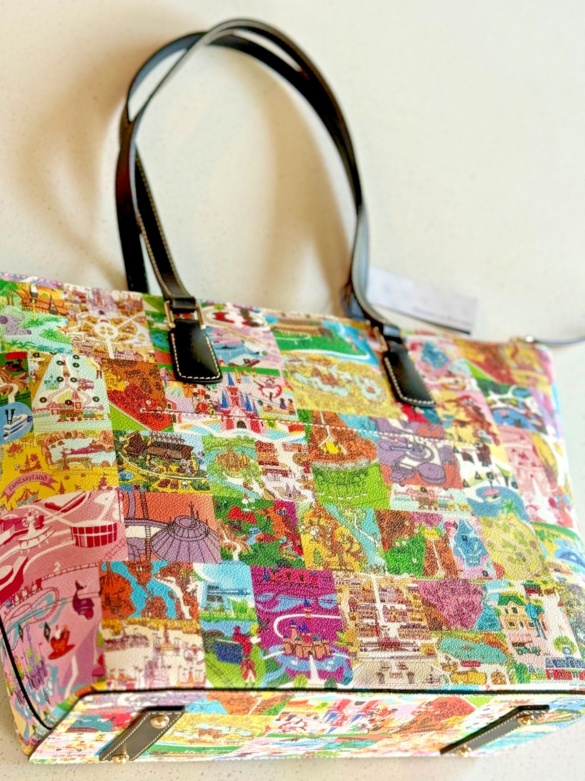 2026 Disney Parks Dooney & Bourke Vintage Park Maps Icons Tote Bag Purse