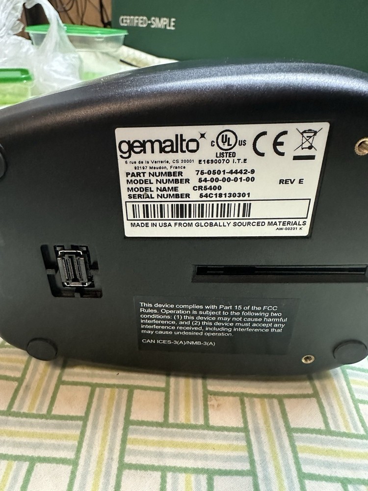 Raptor Gemalto CR5400 ID Scanner Duplex Reader - Untested