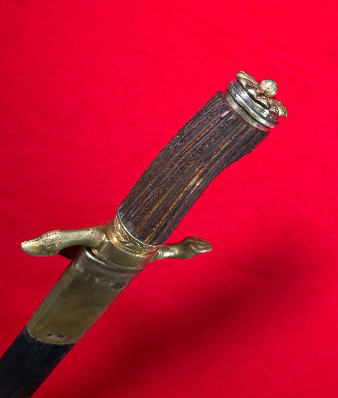 19th Century Imperial Hunting Sword Cutlass w/Scabbard and Stag Grip Very Rare