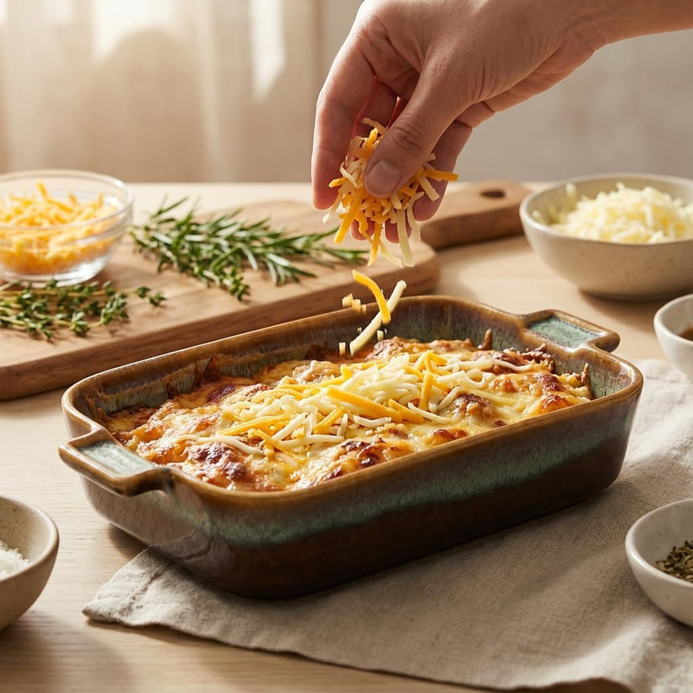 Baking Dish Ceramic Baking Dish、Rectangular Baking Pans Set、Double Handles Suita