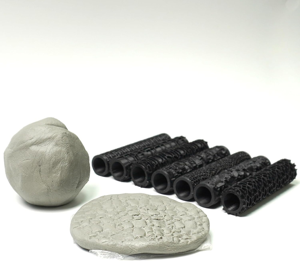 Texture Roller Set – 7-Pattern 3D-Printed Miniature Terrain Rollers for Clay & M