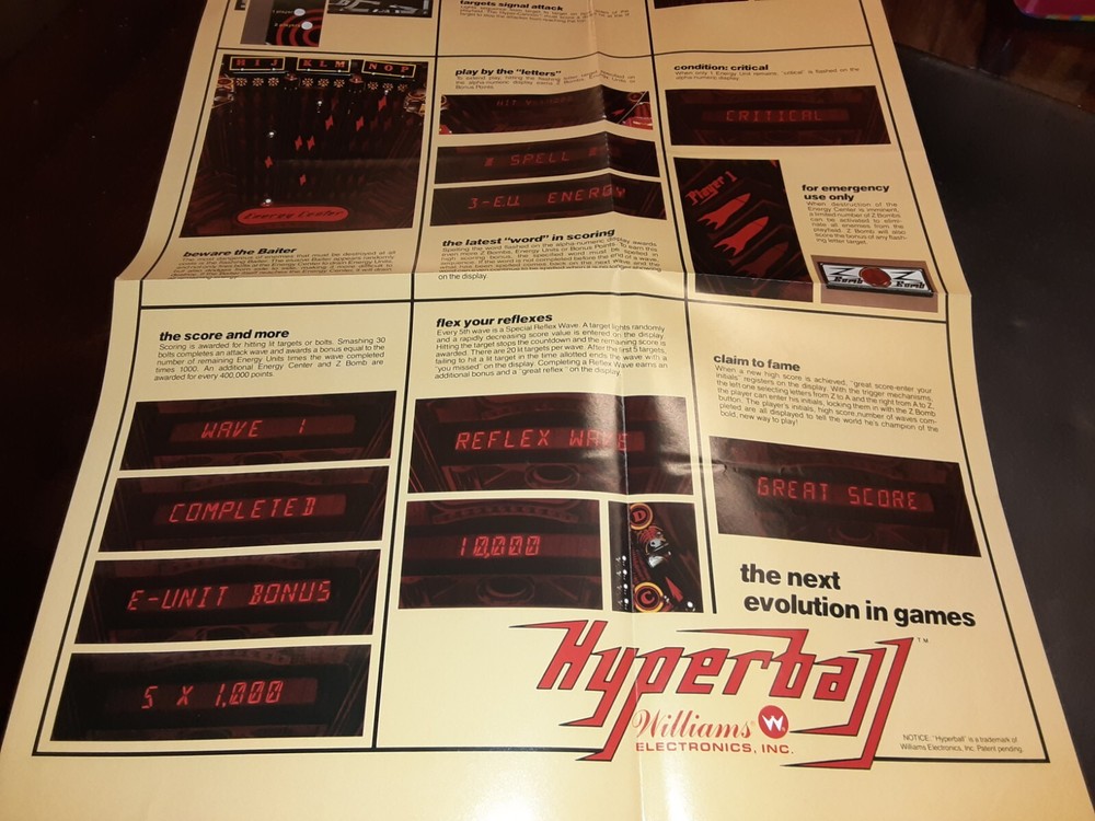 Hyperball Williams Electronics Pinball Arcade Promo Poster!