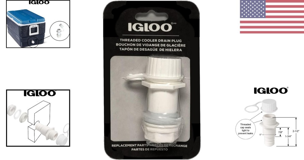 Igloo Replacement Threaded Drain Plug One Size Coolers And Ice Chests White NEW