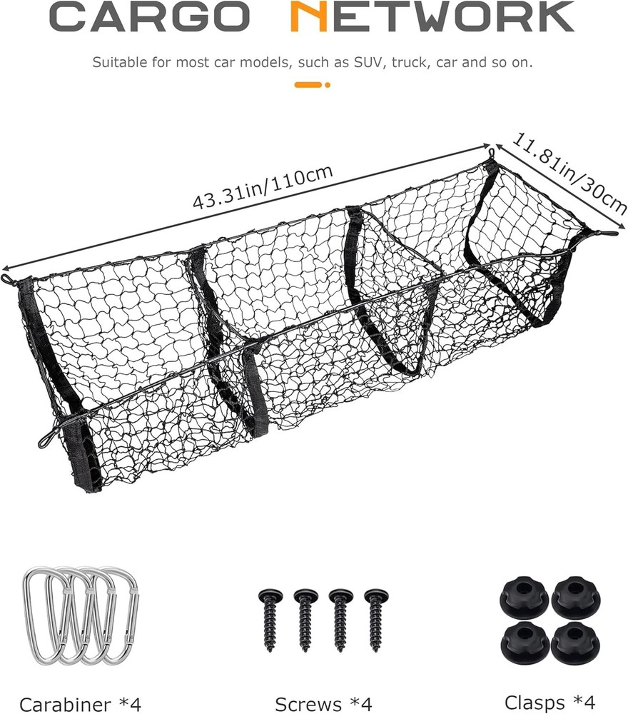Trunk Cargo Net Organizer for Vehicles