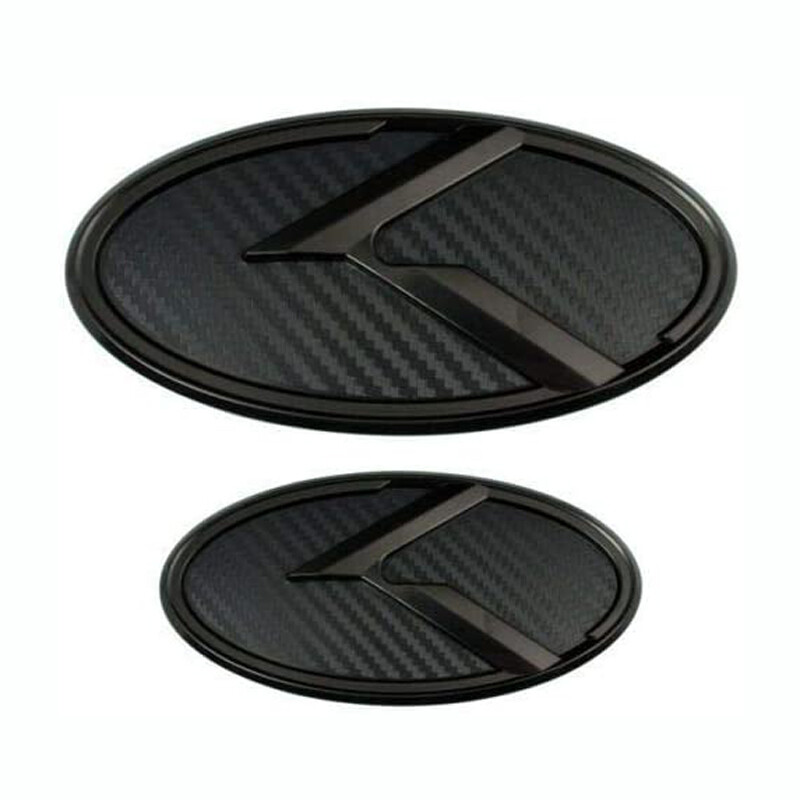 2x Black Carbon Fiber Badges 3D K  Front Hood Trunk Emblem Decals