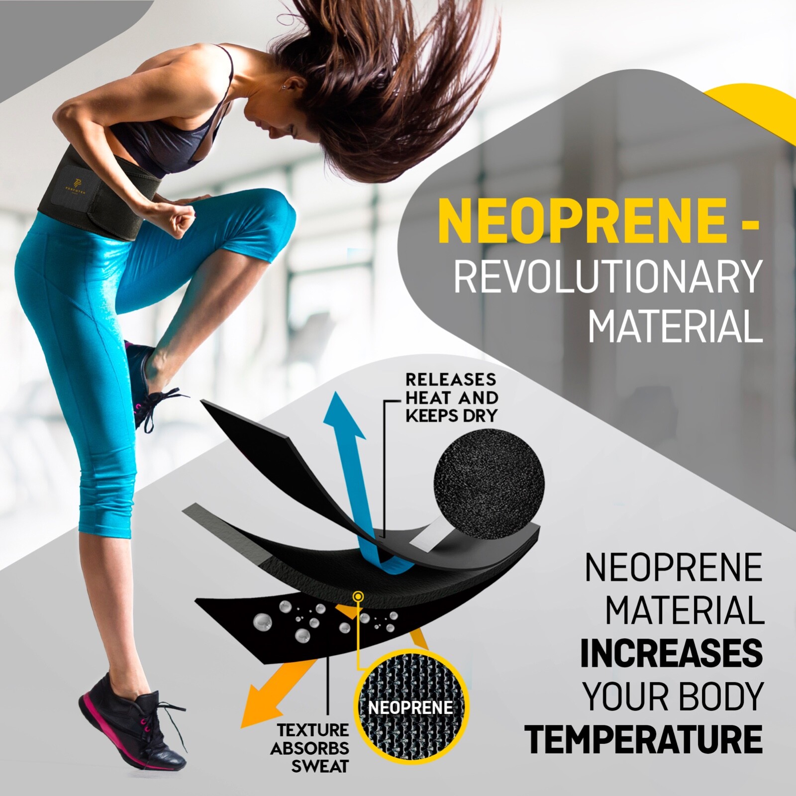 Waist Trainer for Women & Men Lower Belly Support Belt Sauna Effect Black L Size