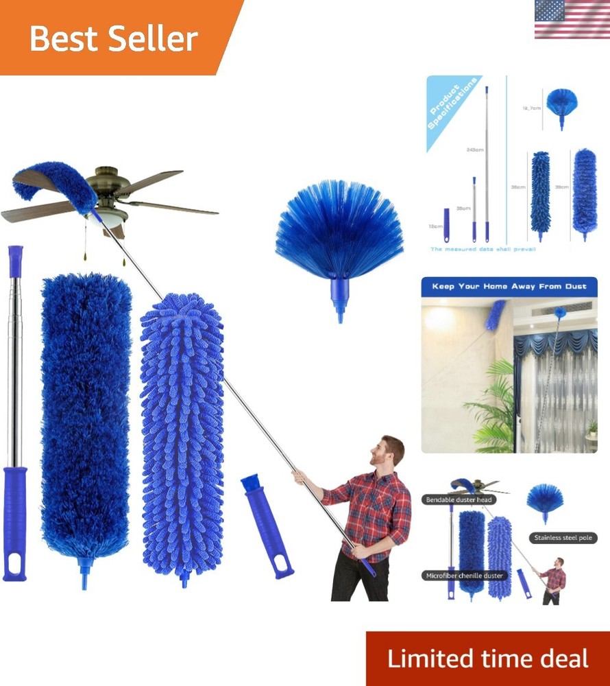 Complete Dusting Kit with Telescopic Pole - High Ceiling Cleaner and Accessories