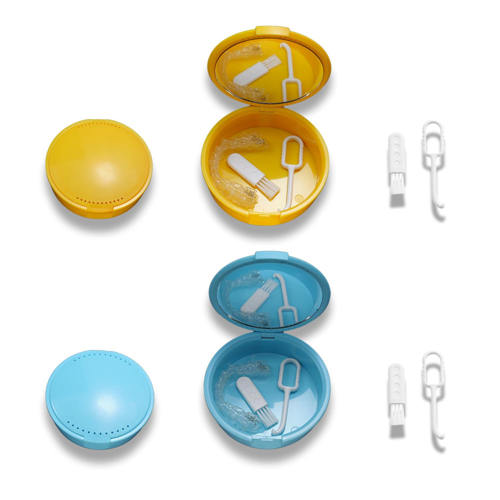 Retainer Case Denture Case Braces Storage Box Orthodontic Case with Mirror Inclu