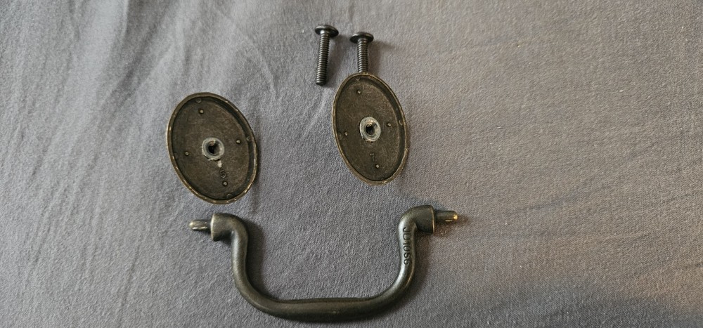 Oval Rosette Rope Pattern back plate Bail Pull handle mid century modern antique