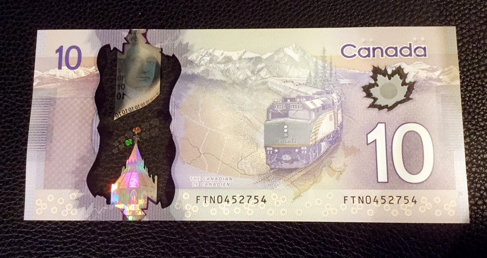 Canada $10 polymer FTN change over Bank Notes UNC. only 7,182 k printed