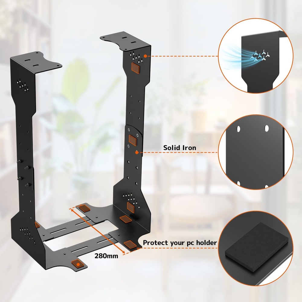 Under Desk PC Mount, 7.9-13.4’’ Width Adjustable Computer Tower Stand, up to ...
