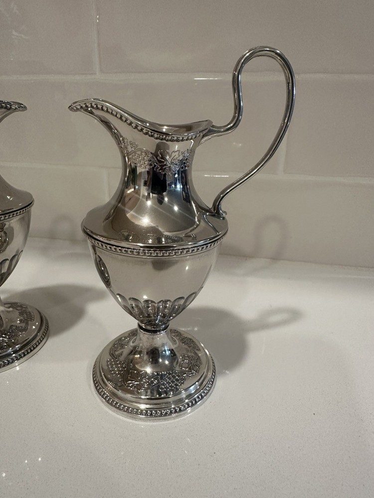 Vintage Small Jug Silver Plate Embossed Grape Vine Design Classical 15 cm Tall