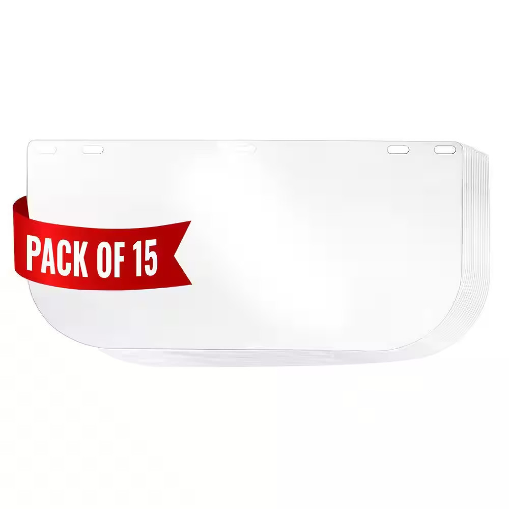 15-Pack Replacement Clear Face Shields