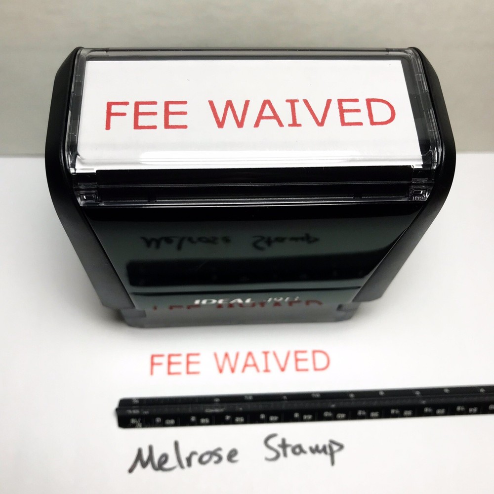 Fee Waived Rubber Stamp Red Ink Self Inking Ideal 4913
