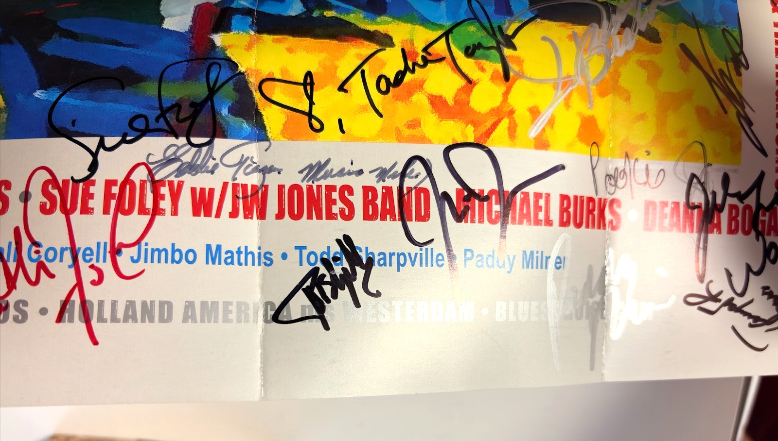 Blues Cruise Poster AUTOGRAPHED Blues Musicians TAJ MAHAL,Majic Dick + 22X28"