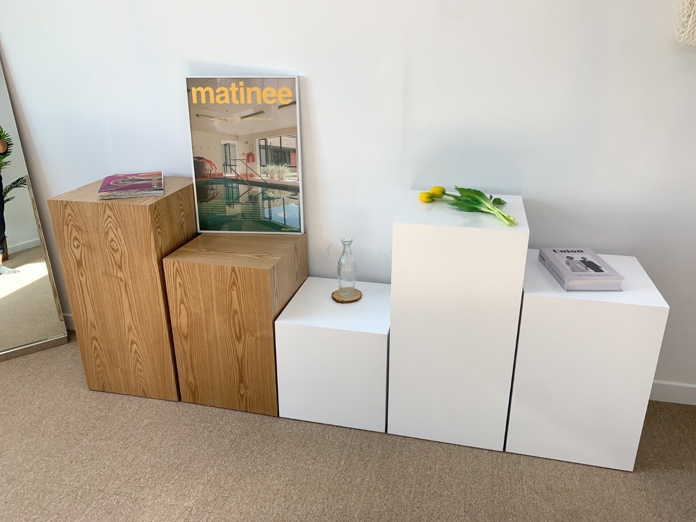 Minimalist Cube Pedestal Stand White Display Box Side Table Home Decor