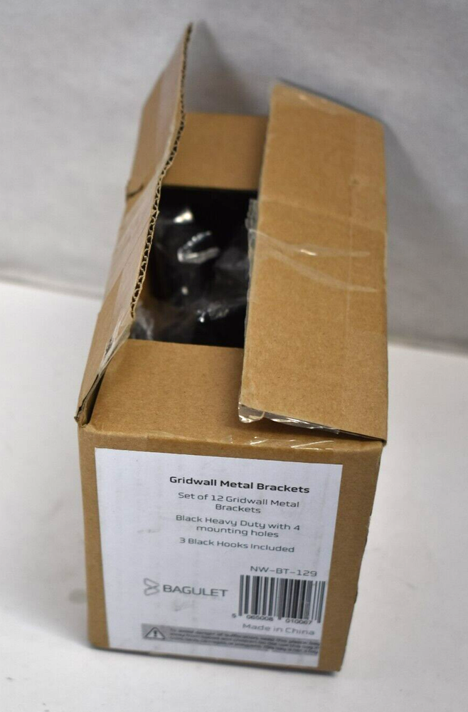 Bagulet Black Gridwall Mount Brackets For Panel 12 Pack Low Profile Black