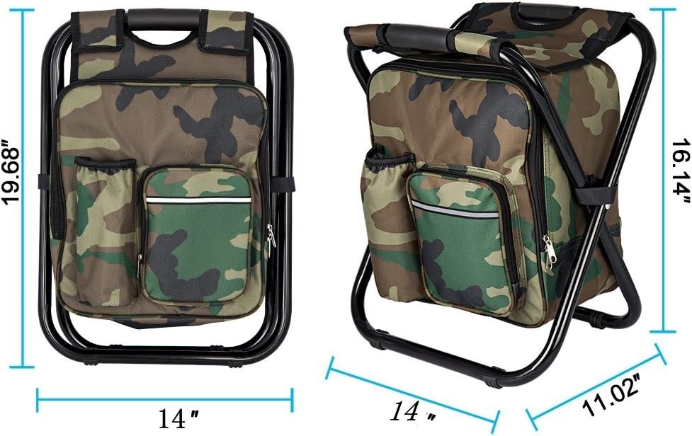 Bright starl Multifunction Folding Cooler and Stool Backpack, Hiking Camoufla...