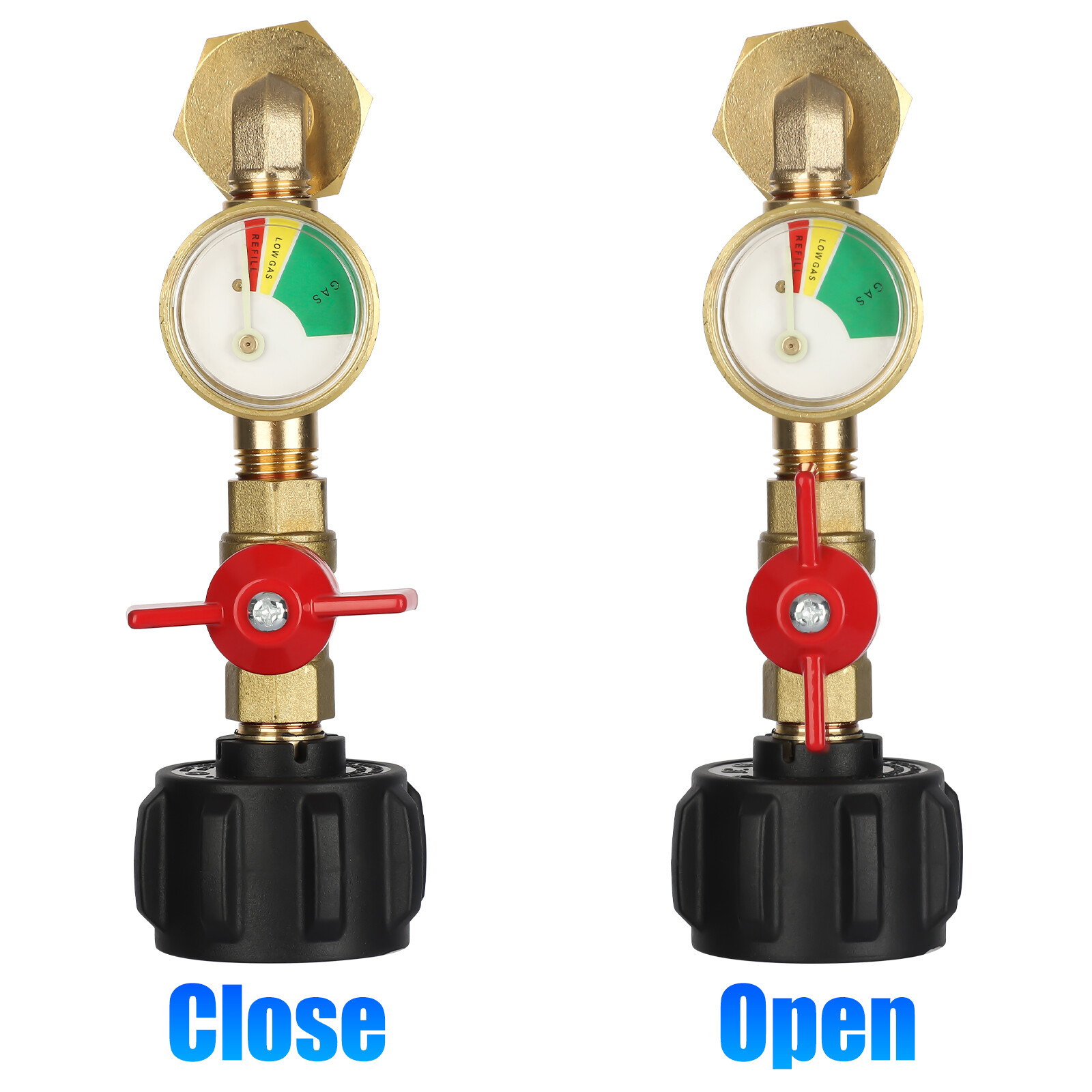 Propane Refill Adapter w/ON-Off Valve and Gauge Fill 1Lb Bottle From 5-40Lb Tank