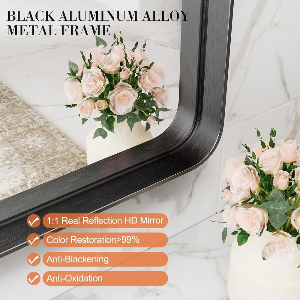 22"x30" Rectangular Vanity Mirror with Metal Frame for Bathroom - Elegant Décor
